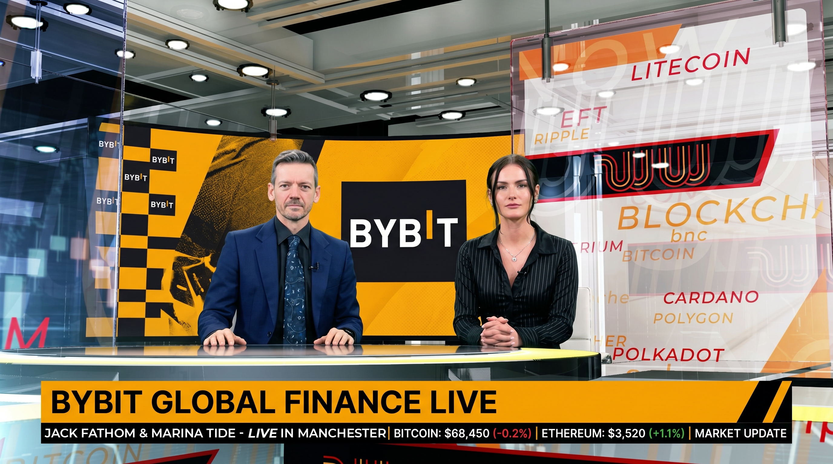Bybit branded studio — Jack Fathom and Marina Tide