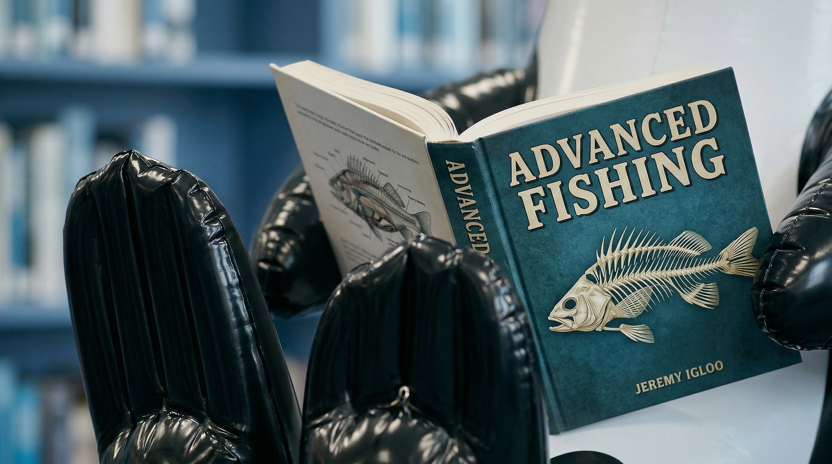 Maamoul Fishsticks reading Advanced Fishing by Jeremy Igloo